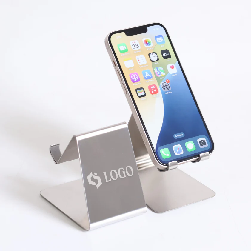 Custom Silver Desk Mobile Stand